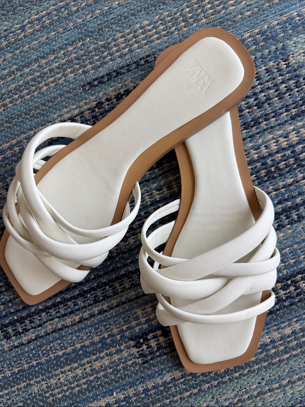 Zara Flat Strappy White Slide Sandals 3619/910 Size EUR 42 US 11 - Picture 8 of 8